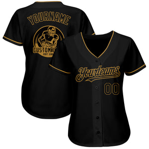 Custom Black Old Gold Authentic Baseball Jersey