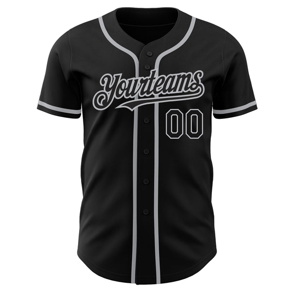 Custom Team Gray Baseball Authentic Black Jersey Black