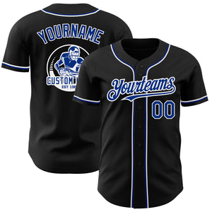 Custom Black Royal-White Authentic Baseball Jersey