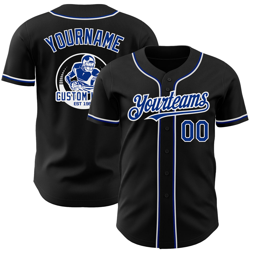 Custom Black Royal-White Authentic Baseball Jersey