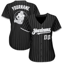 Charger l&#39;image dans la galerie, Custom Black Gray Pinstripe White Authentic Baseball Jersey
