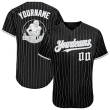 Charger l&#39;image dans la galerie, Custom Black Gray Pinstripe White Authentic Baseball Jersey
