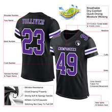 Load image into Gallery viewer, Custom Black Purple-White Mesh Authentic Football Jersey
