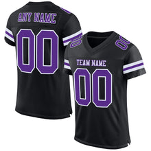 Load image into Gallery viewer, Custom Black Purple-White Mesh Authentic Football Jersey
