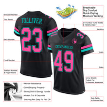 Загрузить изображение в средство просмотра галереи, Custom Black Pink-Aqua Mesh Authentic Football Jersey
