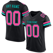 Charger l&#39;image dans la galerie, Custom Black Pink-Aqua Mesh Authentic Football Jersey
