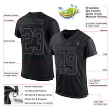 Загрузить изображение в средство просмотра галереи, Custom Black Steel Gray Mesh Authentic Football Jersey
