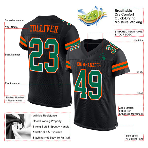 Cheap Custom Black Kelly Green-White Mesh Authentic Football Jersey Free  Shipping – CustomJerseysPro