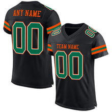 Загрузить изображение в средство просмотра галереи, Custom Black Kelly Green-Orange Mesh Authentic Football Jersey
