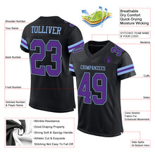 Загрузить изображение в средство просмотра галереи, Custom Black Purple-Light Blue Mesh Authentic Football Jersey
