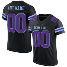 Загрузить изображение в средство просмотра галереи, Custom Black Purple-Light Blue Mesh Authentic Football Jersey
