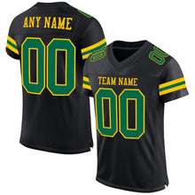 Загрузить изображение в средство просмотра галереи, Custom Black Kelly Green-Yellow Mesh Authentic Football Jersey
