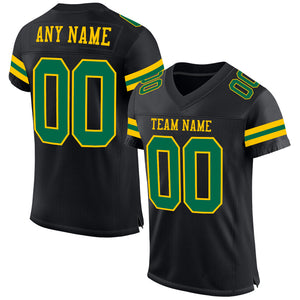 Custom Black Kelly Green-Yellow Mesh Authentic Football Jersey