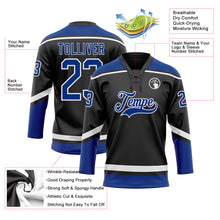 Laden Sie das Bild in den Galerie-Viewer, Custom Black Royal-White Hockey Lace Neck Jersey
