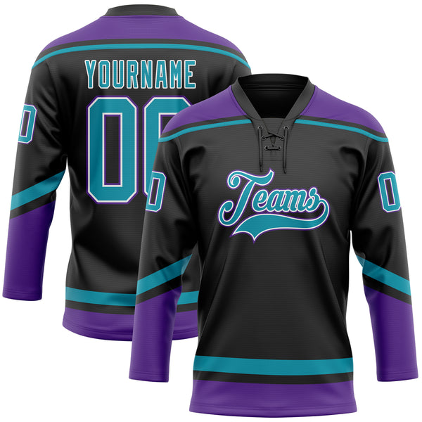 Cheap Custom Black Teal-White Hockey Jersey Free Shipping – CustomJerseysPro