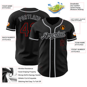 Custom Black Red-Gray Authentic Baseball Jersey