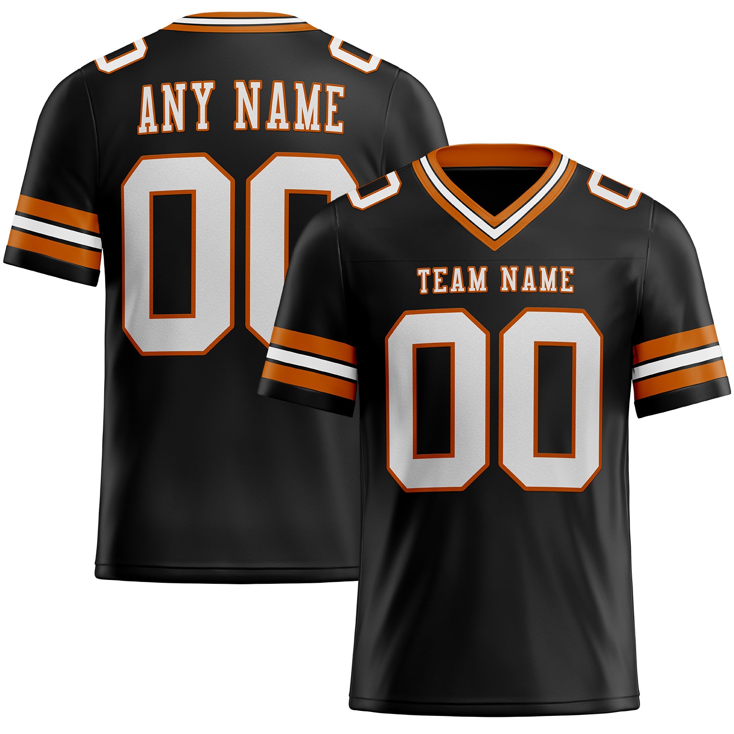 Custom Orange Black-White Mesh Authentic Football Jersey