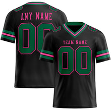 Laden Sie das Bild in den Galerie-Viewer, Custom Black Kelly Green-Pink Mesh Authentic Football Jersey
