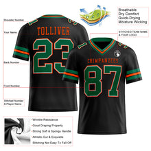 Laden Sie das Bild in den Galerie-Viewer, Custom Black Kelly Green-Orange Mesh Authentic Football Jersey
