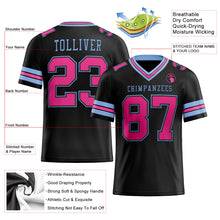 Laden Sie das Bild in den Galerie-Viewer, Custom Black Pink-Light Blue Mesh Authentic Football Jersey
