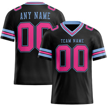 Laden Sie das Bild in den Galerie-Viewer, Custom Black Pink-Light Blue Mesh Authentic Football Jersey
