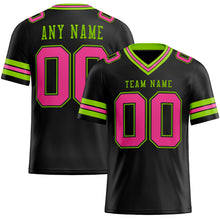 Laden Sie das Bild in den Galerie-Viewer, Custom Black Pink-Neon Green Mesh Authentic Football Jersey
