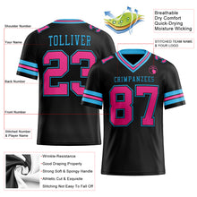 Laden Sie das Bild in den Galerie-Viewer, Custom Black Pink-Sky Blue Mesh Authentic Football Jersey
