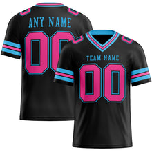 Laden Sie das Bild in den Galerie-Viewer, Custom Black Pink-Sky Blue Mesh Authentic Football Jersey
