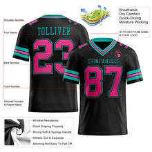 Load image into Gallery viewer, Custom Black Pink-Aqua Mesh Authentic Football Jersey
