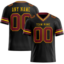 Load image into Gallery viewer, Custom Black Burgundy-Gold Mesh Authentic Football Jersey
