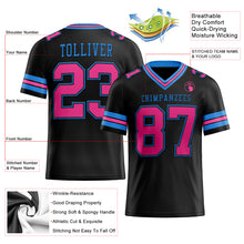 Load image into Gallery viewer, Custom Black Pink-Powder Blue Mesh Authentic Football Jersey
