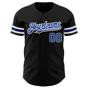 Custom Black Royal-White Authentic Baseball Jersey