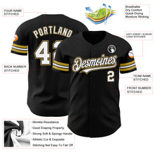 Laden Sie das Bild in den Galerie-Viewer, Custom Black White-Old Gold Authentic Baseball Jersey
