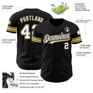 Custom Black White-Old Gold Authentic Baseball Jersey