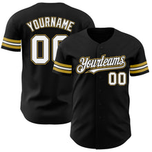 Laden Sie das Bild in den Galerie-Viewer, Custom Black White-Old Gold Authentic Baseball Jersey
