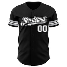 Laden Sie das Bild in den Galerie-Viewer, Custom Black White-Gray Authentic Baseball Jersey
