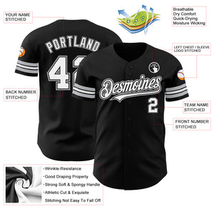 Custom Black White-Gray Authentic Baseball Jersey