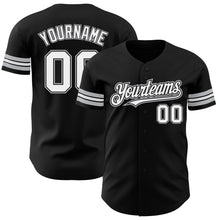 Laden Sie das Bild in den Galerie-Viewer, Custom Black White-Gray Authentic Baseball Jersey
