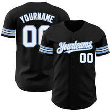 Charger l&#39;image dans la galerie, Custom Black White-Light Blue Authentic Baseball Jersey
