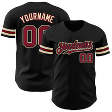 Load image into Gallery viewer, Custom Black Crimson-City Cream Authentic Baseball Jersey
