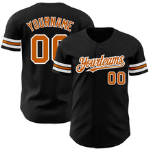 Load image into Gallery viewer, Custom Black Texas Orange-White Authentic Baseball Jersey
