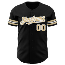 Laden Sie das Bild in den Galerie-Viewer, Custom Black Vegas Gold-White Authentic Baseball Jersey
