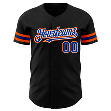 Laden Sie das Bild in den Galerie-Viewer, Custom Black Royal-Orange Authentic Baseball Jersey
