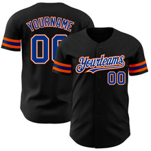 Laden Sie das Bild in den Galerie-Viewer, Custom Black Royal-Orange Authentic Baseball Jersey
