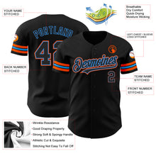 Load image into Gallery viewer, Custom Black Electric Blue-Orange Authentic Baseball Jersey
