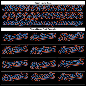 Custom Black Electric Blue-Orange Authentic Baseball Jersey