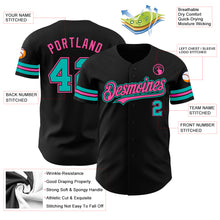 Charger l&#39;image dans la galerie, Custom Black Aqua-Pink Authentic Baseball Jersey
