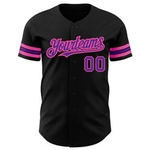 Load image into Gallery viewer, Custom Black Purple-Pink Authentic Baseball Jersey
