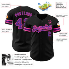 Load image into Gallery viewer, Custom Black Purple-Pink Authentic Baseball Jersey
