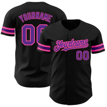 Load image into Gallery viewer, Custom Black Purple-Pink Authentic Baseball Jersey
